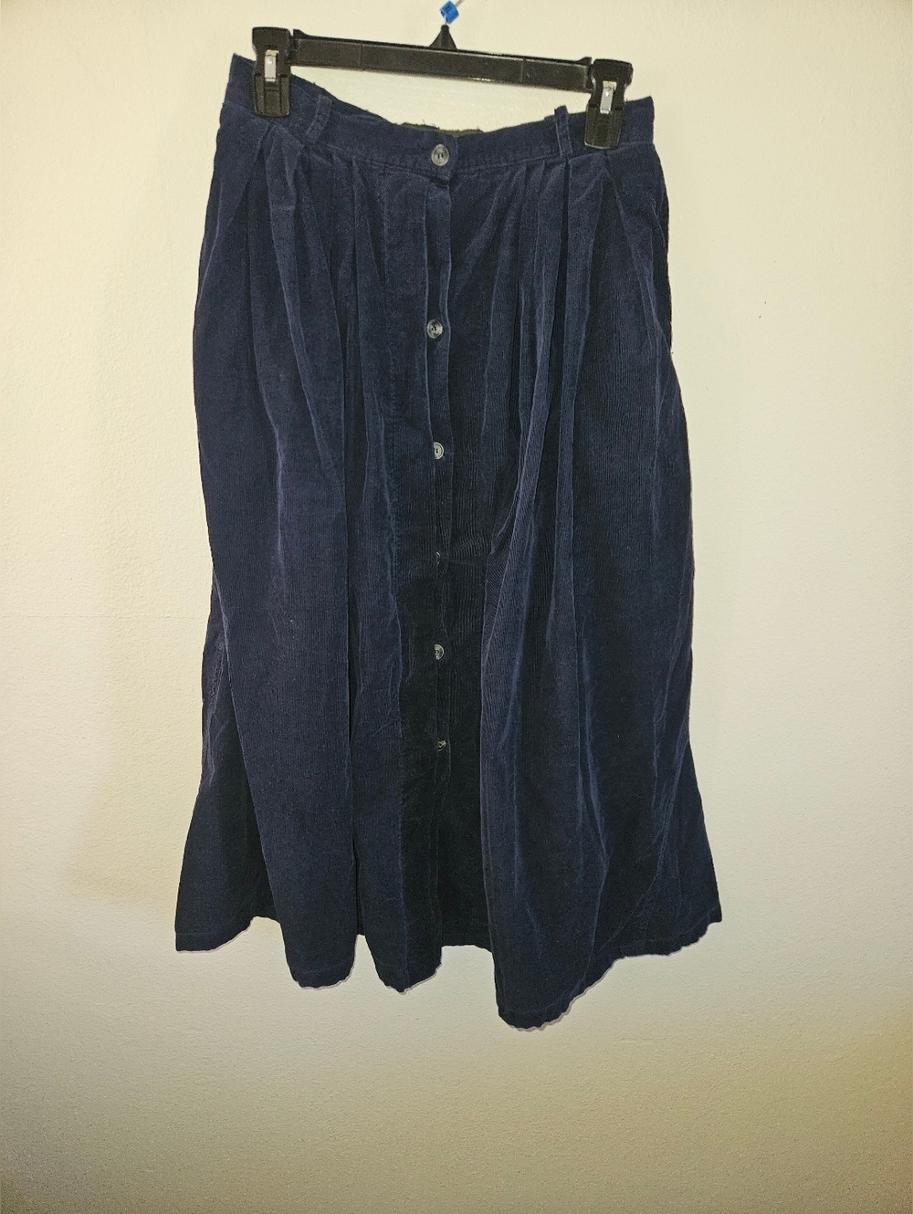 Outback Red Womans Vintage Dark Blue Courderoy Button Up Long Skirt Size 10